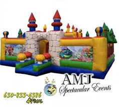Candyland Kids Zone rental with colorful bridge, tunnel, and climbing area for young children