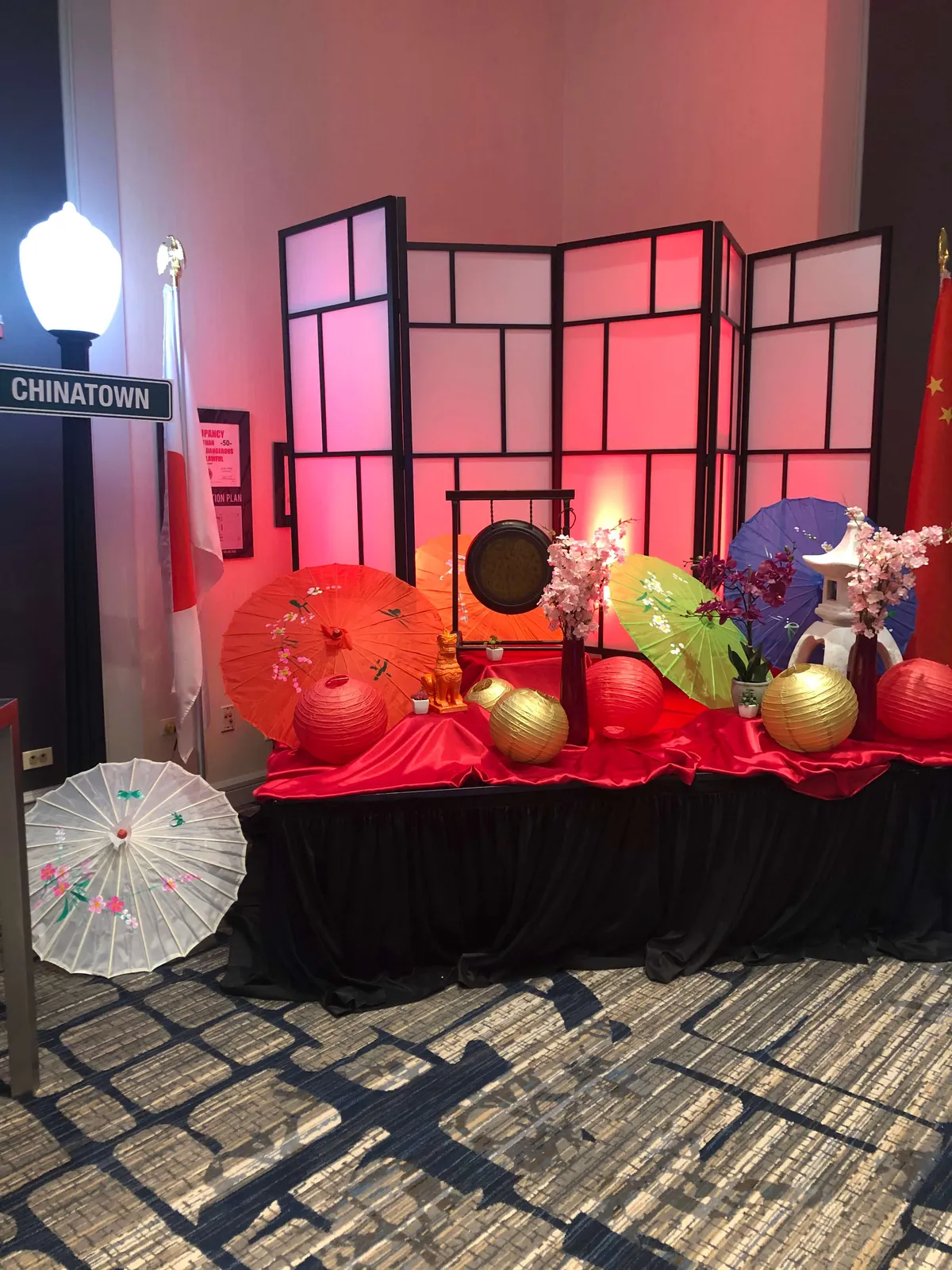 Chicago's Chinatown themed decor set up rental for events by AMJ Spectacular Events in Chicagoland