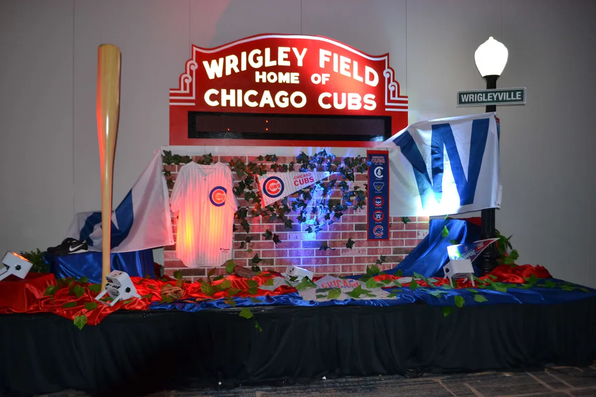 Chicago Cubs themed decor setup rental for parties and events in Chicago