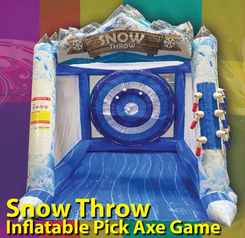 Snow Throw inflatable pickaxe game with snowy targets for winter-themed events in Chicago from AMJ Spectacular Events