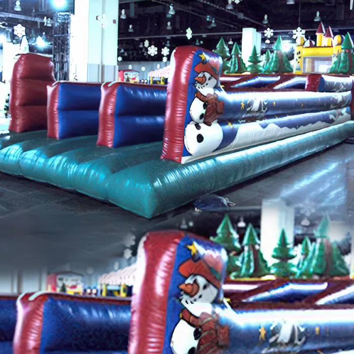 Christmas themed Winter Triple Lane Bungee Run inflatable rental with three racing lanes in Chicago