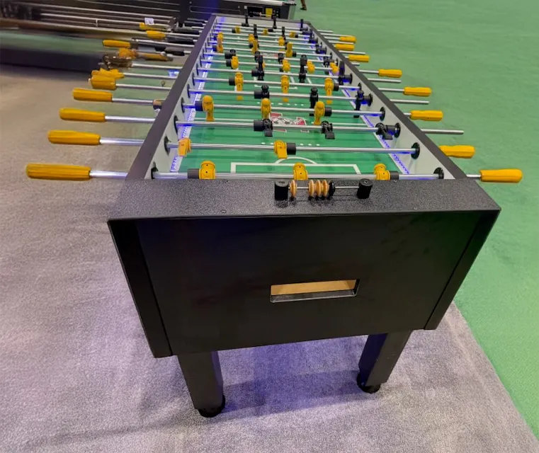 8-player LED foosball table rental with glowing playfield from AMJ Spectacular Events in Chicago