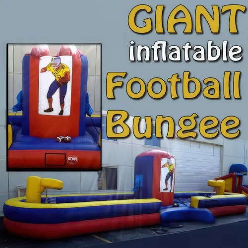 Inflatable double lane Bungee Football and basketball game rental from AMJ Spectacular Events in Chicago
