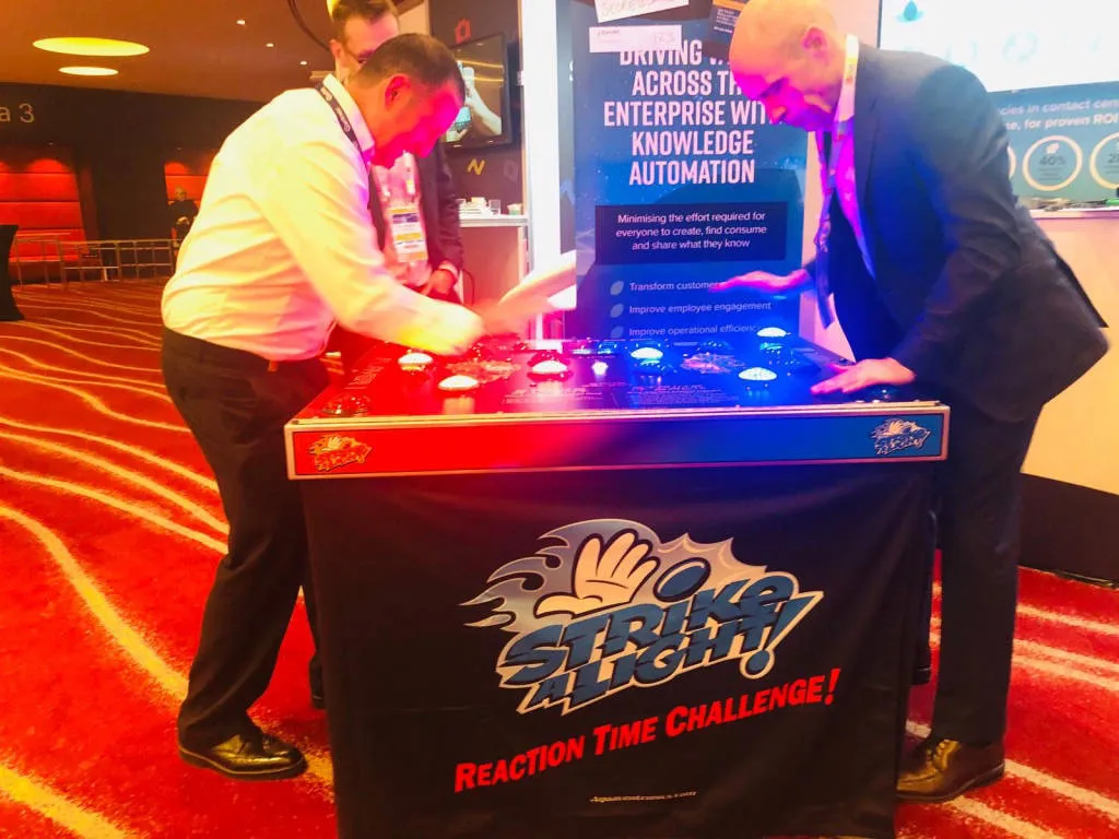 Strike A Light Reaction Game with glowing LED targets for fast-paced head-to-head competition at events