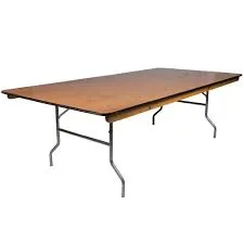 8-foot rectangular commercial folding tables for rent, seating about 10, available across Chicagoland events.