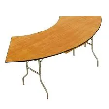 Curved serpentine folding tables for rent, ideal for buffets, cocktail service, and registration at Chicago events