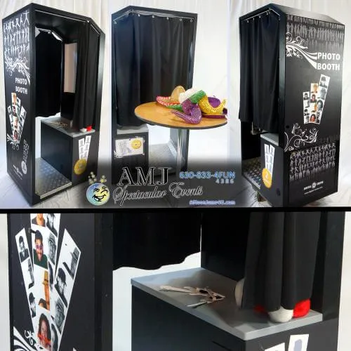 Photo booth rental with silly props for party keepsakes at Chicago weddings and events