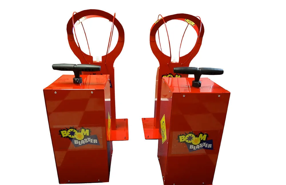 Boom Blasters balloon blow-up race game rental with red frame for Chicago parties and events
