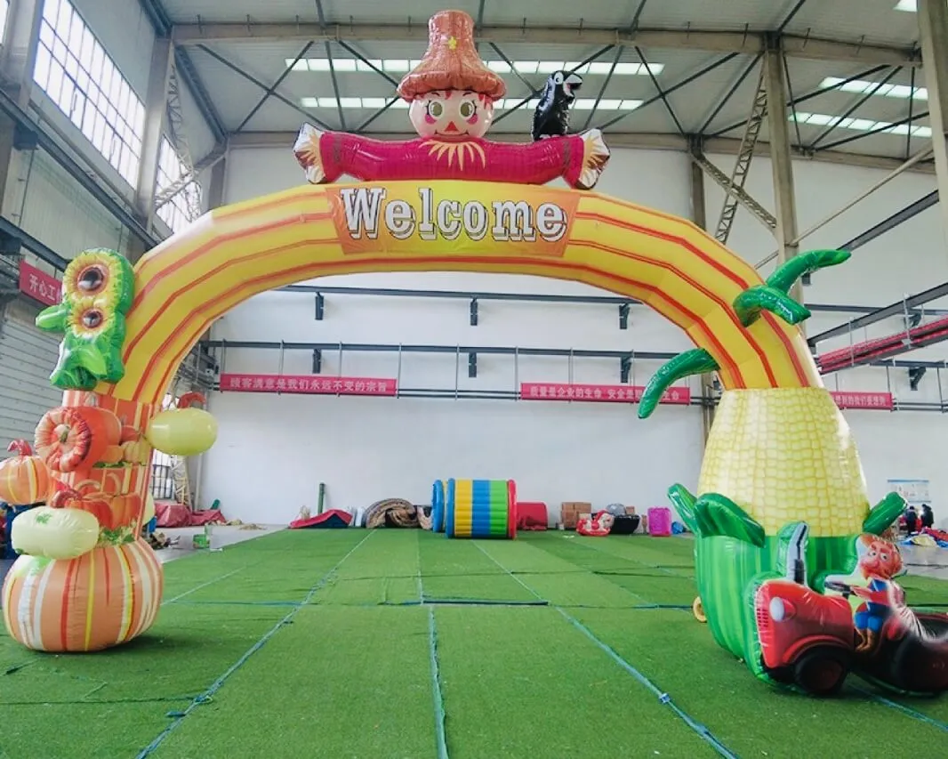 Fall Pumpkin Archway inflatable event entrance decorated in an autumn theme for festivals and trade shows