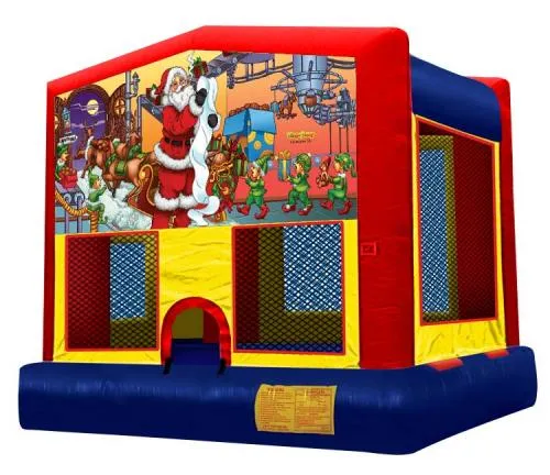 Santa Claus-themed holiday bounce house rental from AMJ Spectacular Events in Chicago