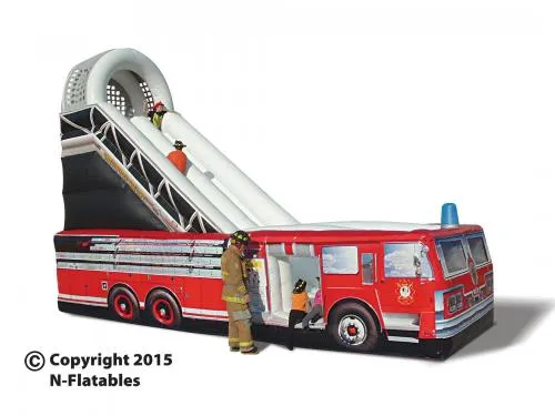 Lifelike Fire Truck inflatable slide rental from AMJ Spectacular Events in Chicago