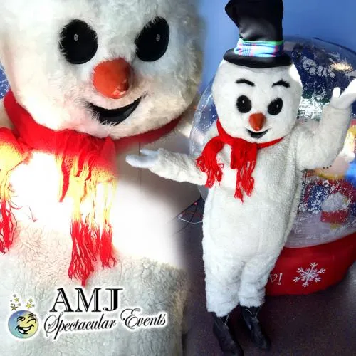 Snowman holiday costume rental from AMJ Spectacular Events for Chicago Christmas and winter parties