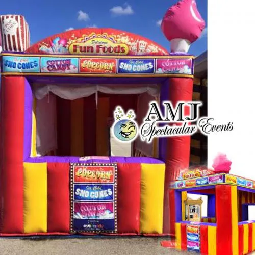 Inflatable concession stand rental with serving windows, ideal for Chicago fairs, fundraisers, and parties