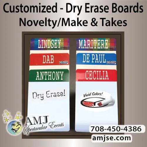 Customized dry erase boards make & take novelty activity with personalized logos for Chicago events