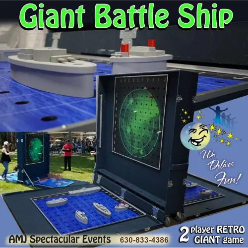 Giant LED Battleship game rental from AMJ Spectacular Events with glowing lights for a two-player strategy game