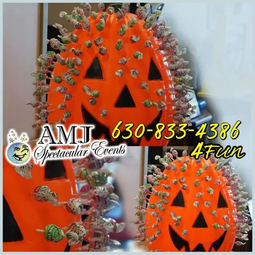 Sucker Pull Pumpkin carnival game rental with lollipops for a fall party or school fun fair