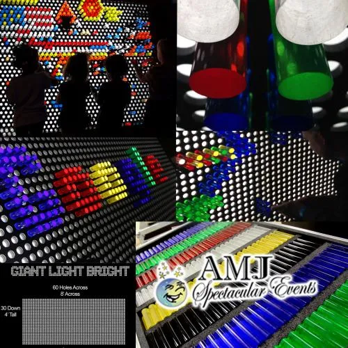 Giant Light Bright-LED rental glowing with colorful jumbo pegs forming an interactive display