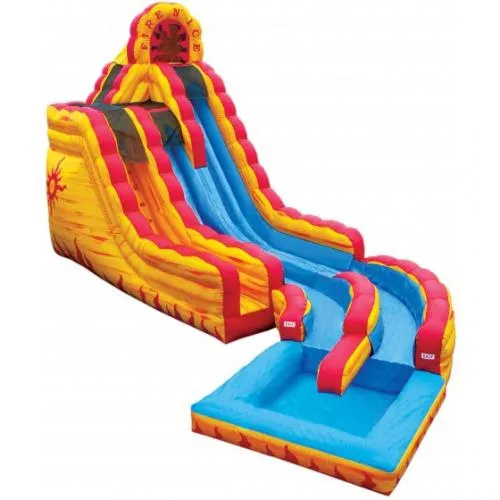 Fire and Ice double-lane inflatable water slide with splash pool, water slide rental in Chicago by AMJ Spectacular Events