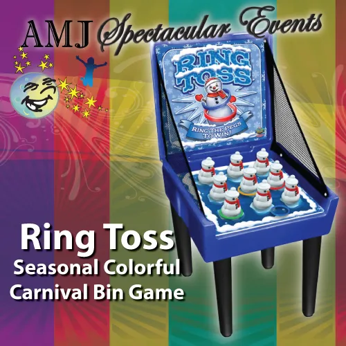 Winter Ring Toss seasonal colorful carnival bin game rental with bright snow-themed designs from AMJ Spectacular Events