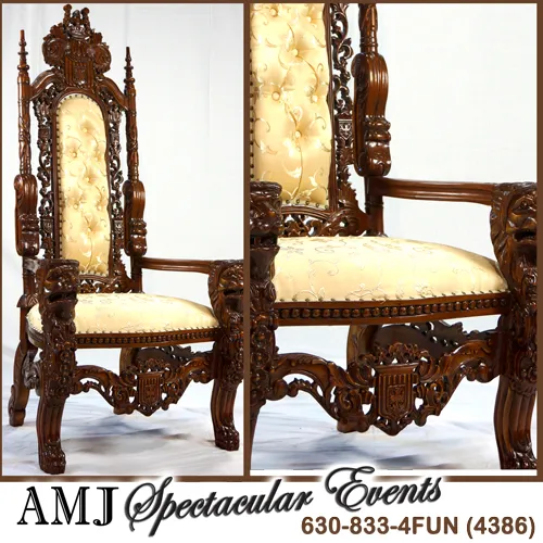 Santa's Premium Gold Throne, a hand-carved red velvet and gold holiday chair for Santa photos