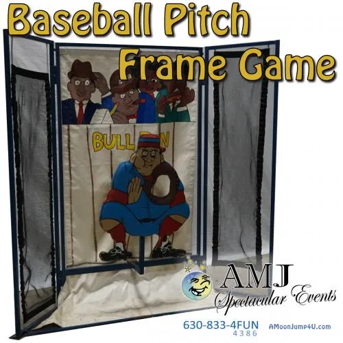 Bull Pen Baseball Toss frame game rental with pitching target mitt for events