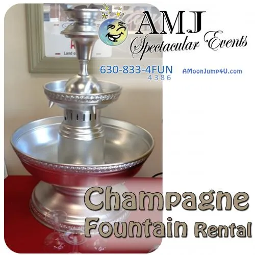 Large 18-inch champagne fountain rental holding up to 7 gallons of bubbly for Chicago events