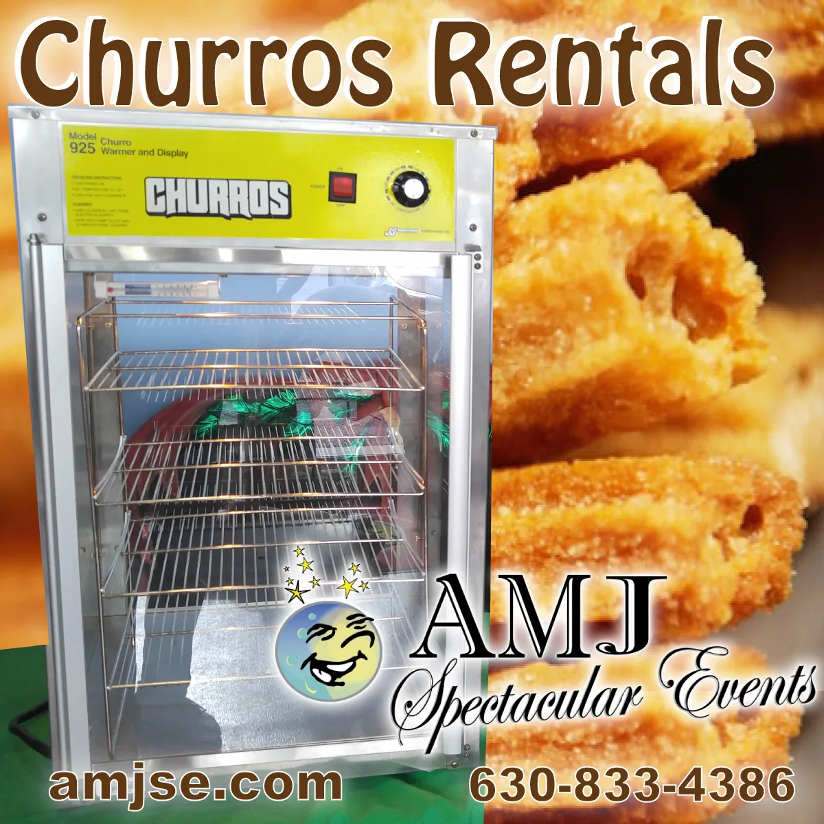 Freshly baked churros coated in cinnamon and sugar, an AMJ Spectacular Events concession rental in Chicago