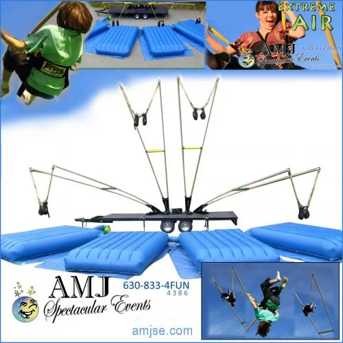 Extreme Air Quad Jumper carnival ride launching participants high into the air at a Chicago event