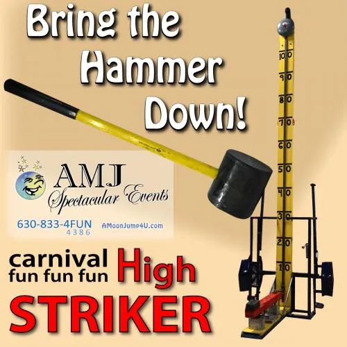 17-foot High Striker carnival strength game for rent in Chicago from AMJ Spectacular Events