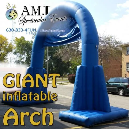 Giant blue inflatable Welcome Arch rental for events in Chicago from AMJ Spectacular Events