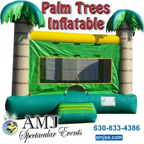 Palm Tree tropical bounce house with four 17' palm trees for kids at a Chicago event