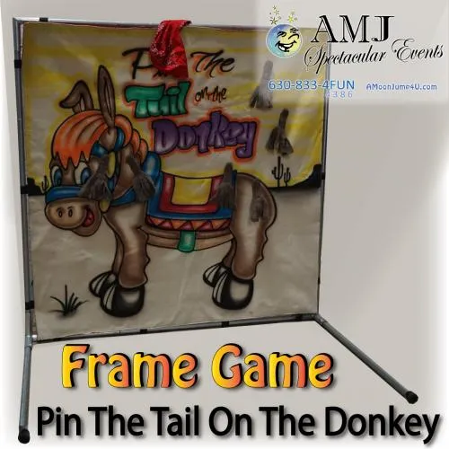 Pin the Tail on the Donkey frame game rental for birthday parties in Chicago