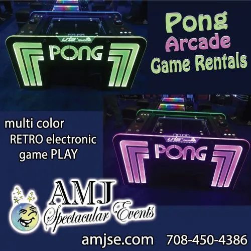 LED Pong Arcade Game rental glowing light-up classic arcade game for Chicago events