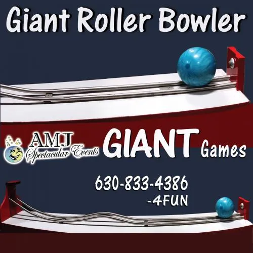 Giant Roller Bowler carnival game rental with full-size bowling ball on an 8-foot track