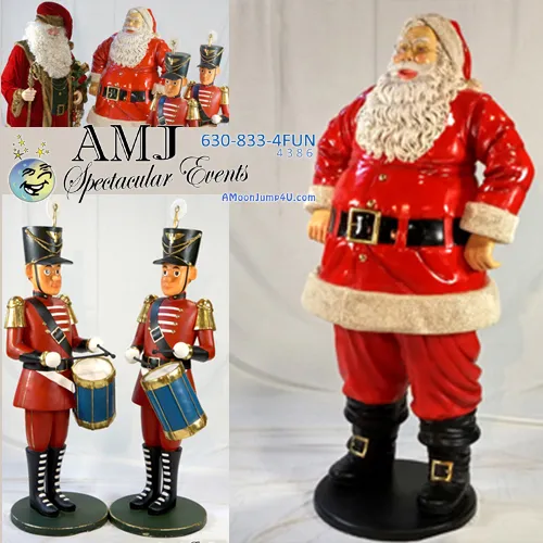 Bigger-than-life 6' Jolly Santa Claus statue rental for Chicago holiday events from AMJ Spectacular Events