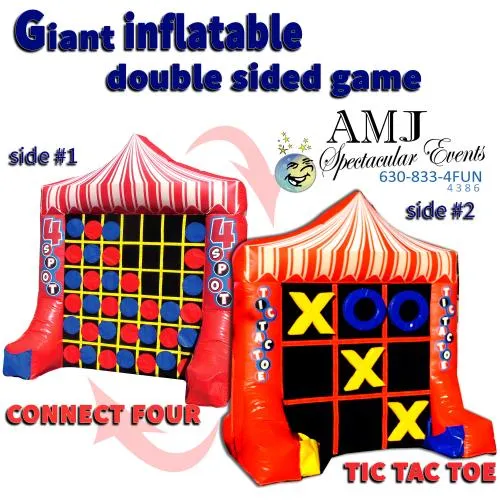 Giant double-sided inflatable Tic Tac Toe and Connect Four game rental from AMJ Spectacular Events in Chicago