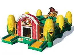 Scarecrow Barn Corn Maze inflatable obstacle course with fall digital print for kids at a Chicago autumn event