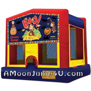 Curious George Halloween themed bounce house rental for Chicago fall parties from AMJ Spectacular Events