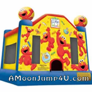 Colorful Elmo-themed bounce house rental for kids' parties and events in Chicago