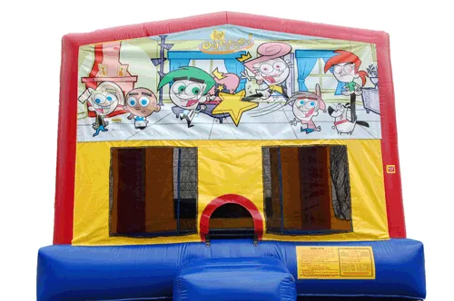 Fairly OddParents themed bounce house rental, a colorful 15x15 standard jump for kids in Chicago