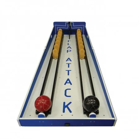 Flap Attack carnival game with uphill ramp and flaps for players to knock down and score points