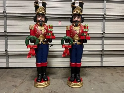 Santa's Soldiers 5.5' wooden toy drummer statue in red uniform for Chicago holiday event rental