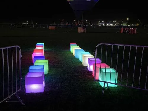 LED Cubes Entrance rental with 20 glowing illuminated cubes forming a lighted walkway for events