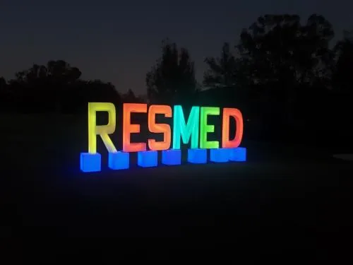 Four-foot-tall glowing white LED letters spelling out a celebratory word for a Chicago event