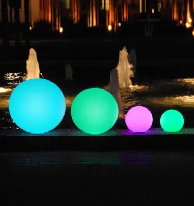 Glowing LED orbs and spheres in various sizes for event décor rental in Chicago