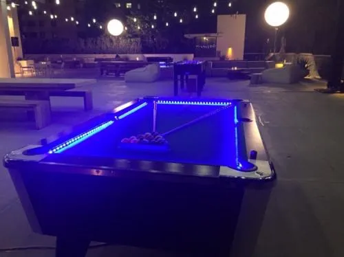 LED Pool Table with glowing lights for Chicago arcade and glow event rentals from AMJ Spectacular Events