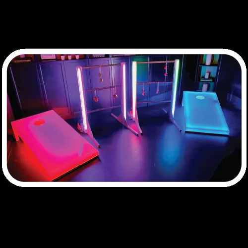 LED Acrylic Ladder Golf game glowing with colorful lights, a regulation-size toss game for events.
