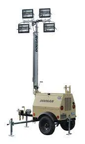 Light Tower rental measuring 8'x8'x14' providing bright illumination for evening events in Chicago