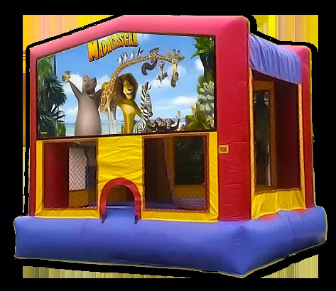 Madagascar tropical-themed bounce house rental for kids' parties and events in Chicago