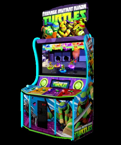 Teenage Mutant Ninja Turtle 4-player arcade game with 55-inch HD screen and LED-lit cabinet for rent in Chicago